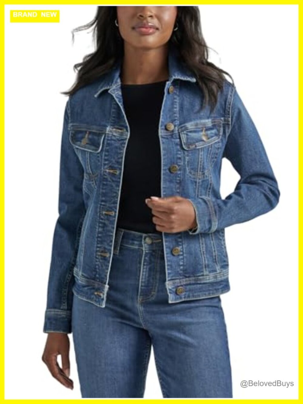 Women's Regular Fit Stretch Denim Jacket Button Front Classic